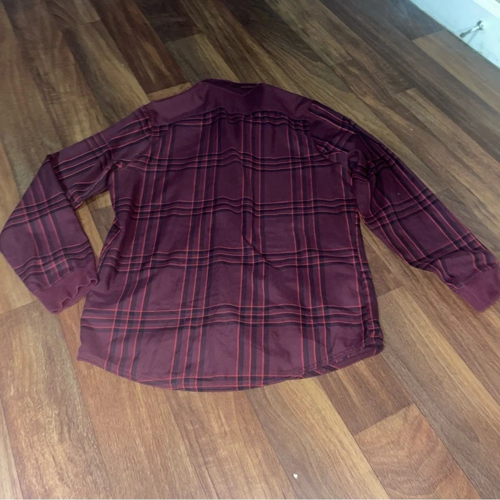 Mens adidas Bossk Plaid Shirt Maroon Red Black Long Sleeve Button Up Size L